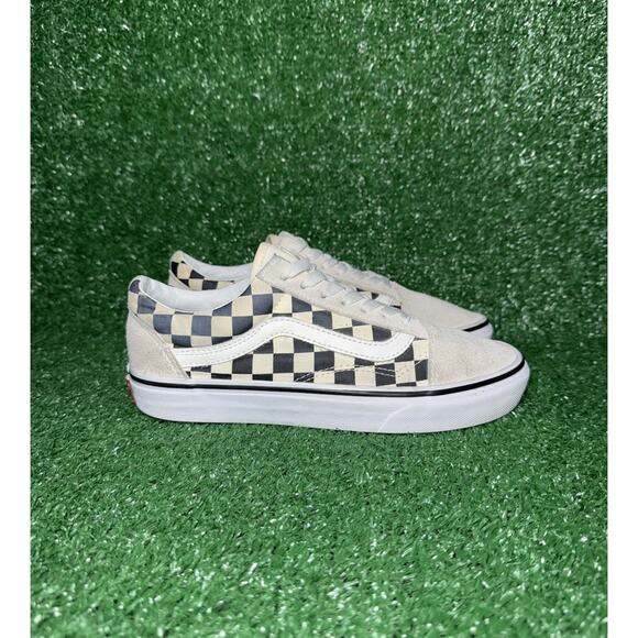 VANS Womens Old Skool Checkerboard White Black Low Top Shoes Sneakers Size 7 - Picture 3 of 9